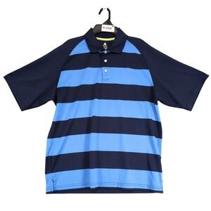 Bollé Blue Striped Polo Shirt Mens M Golf Tech Performance Breathable Summer
